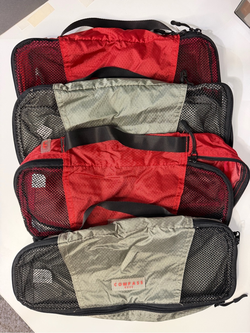 Compass Rose Travel Slim Packing Cubes Set - Red & Grey Travel Fashion Girl